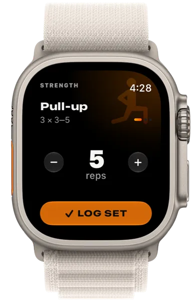 Apple Watch logging a set of pull-ups